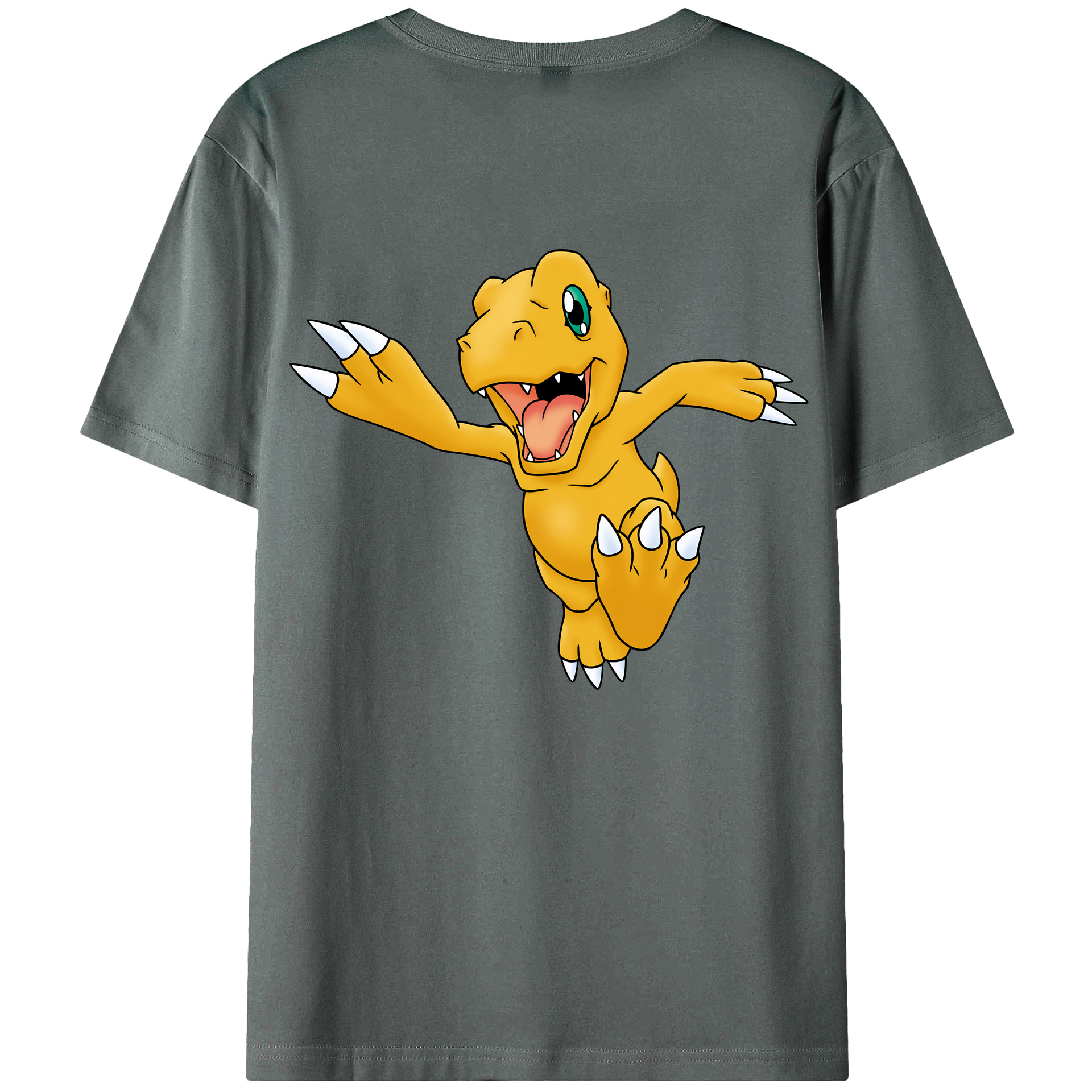 （画像用） Digimon デジタルモンスター/デジモン 綿100％ メンズ半袖Tシャツ（バックプリント） 通気性